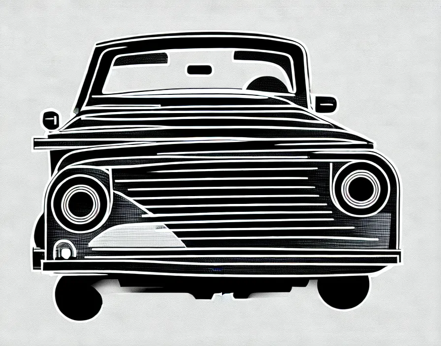 Prompt: post - apocalyptic car blueprint, thin black lines on light grey background, digital drawing