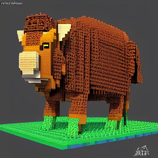 Prompt: voxel art bison