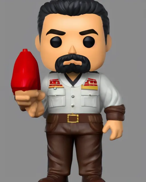 Image similar to full body 3d render of joseph stalin as a funko pop, studio lighting, white background, blender, trending on artstation, 8k, highly detailed