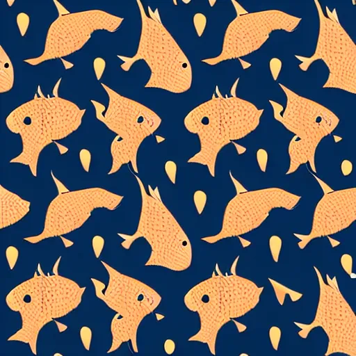 Prompt: seamless pattern, cartoon catfish