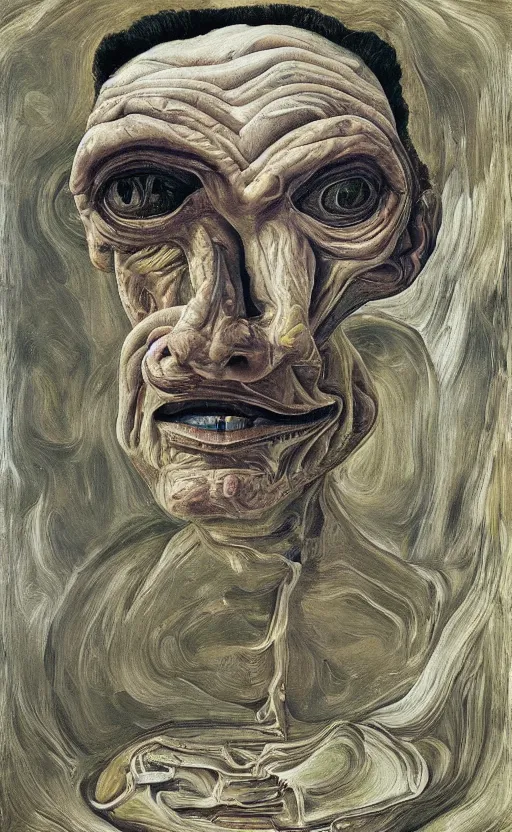 Image similar to portrait of an extraterrestrial being, by lucian freud