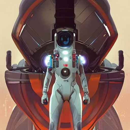 Image similar to symmetry! futuristic armed astronaut, apex legends, illustration, highly detailed, art by artgerm and greg rutkowski and alphonse mucha