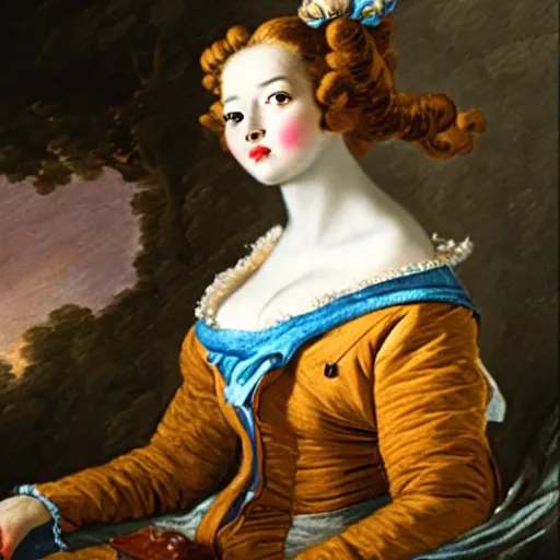 Image similar to a portrait of a female android by francois boucher