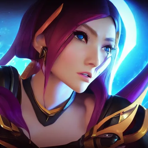 Image similar to still of pretty Irelia (League of Legends) in KDA More music video. 3d render, octane render, game art, realistic, highly detailed, trending on artstation, 4k, trending on artstation, pixar, cgsociety, unreal engine 5, redshift render, trending on artstation, blender, behance, cg