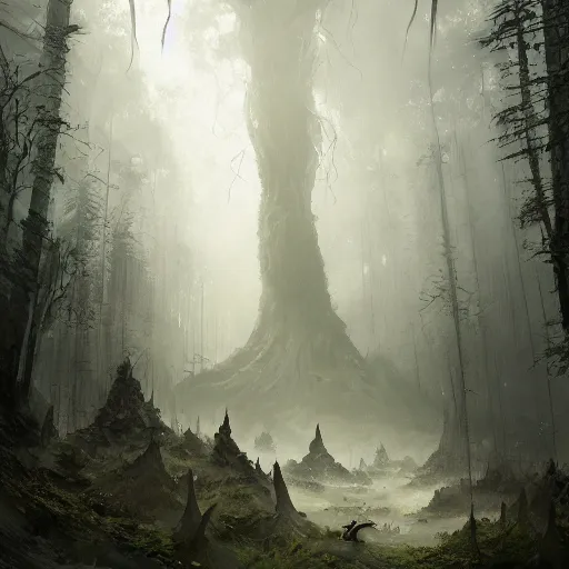 Image similar to a rat creature, in the shape of a tree, in a corrupted forest, by greg rutkowski, trending on art station, highly detailed, magic the gathering, matte painting