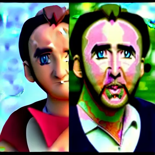 Image similar to a pokèmon creature with the face of Nicolas cage