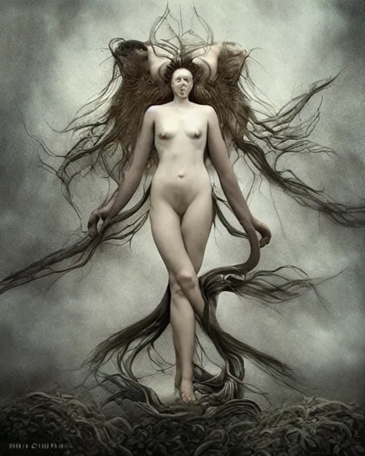 Image similar to conjuring an image from noise, by michael parkes, brooke shaden, and greg rutkowski, intricate, artgerm