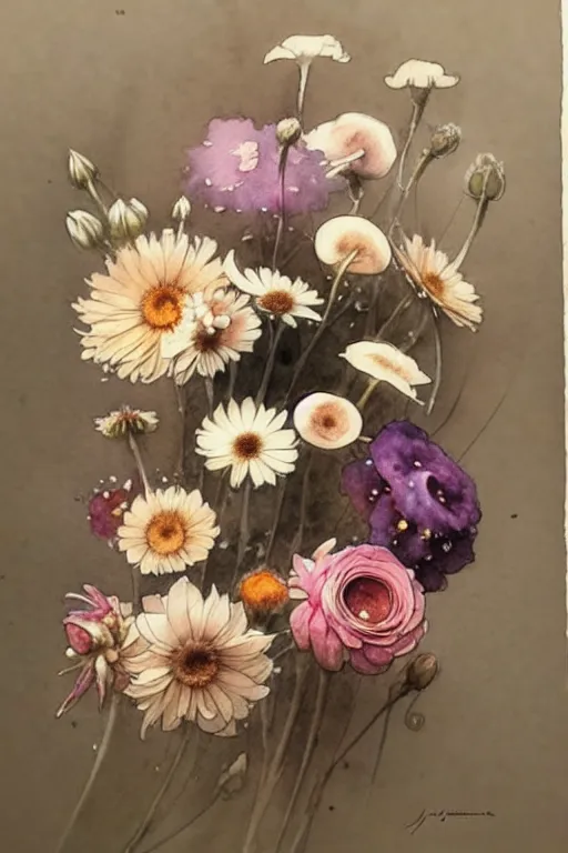 Image similar to ( ( ( ( ( 1 loose watercolor of flowers. muted colors. ) ) ) ) ) by jean - baptiste monge!!!!!!!!!!!!!!!!!!!!!!!!!!!!!!