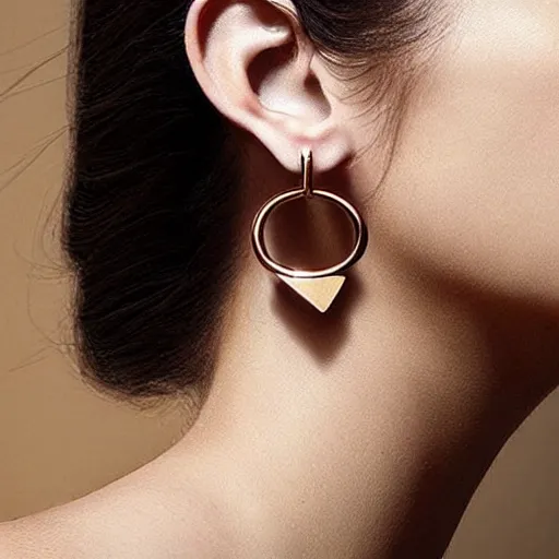 Image similar to “minimalistic beautiful surprising unusual abstract asymmetric earring design”