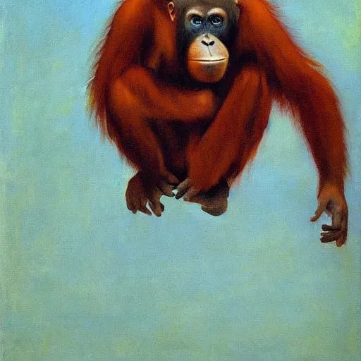 Prompt: Orangutan painting by Edward Hopper