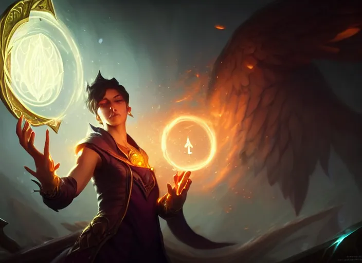 Image similar to amazing portrait of a light summoner practising a spell, deiv calviz, splash art, natural light, elegant, intricate, fantasy, atmospheric lighting, by greg rutkowski, league of legends splash art, hd wallpaper, ultra high details