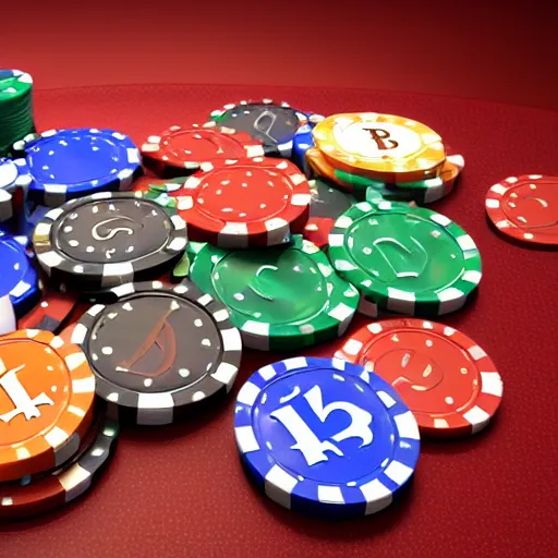 Prompt: gambling tokens as bitcoin, 3 d, photo from las vegas parano mobile