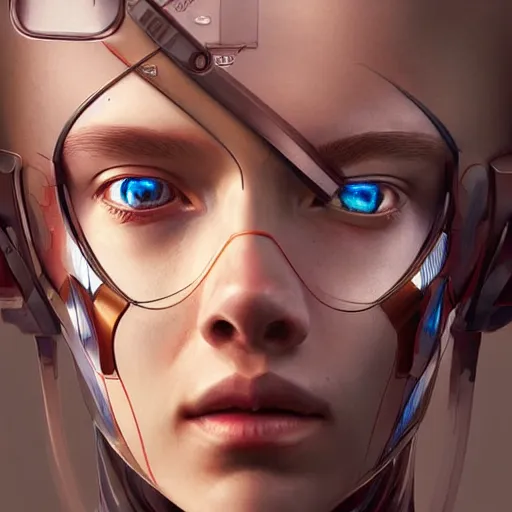 Image similar to portrait of a robotic artist, beautiful digital art, artstation cgsociety highly - detailed masterpiece