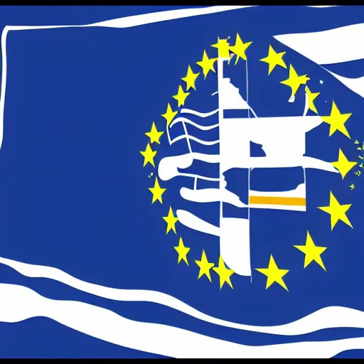 Image similar to a modern concept flag of the eu as a federation, digital art, vector art, hard edges