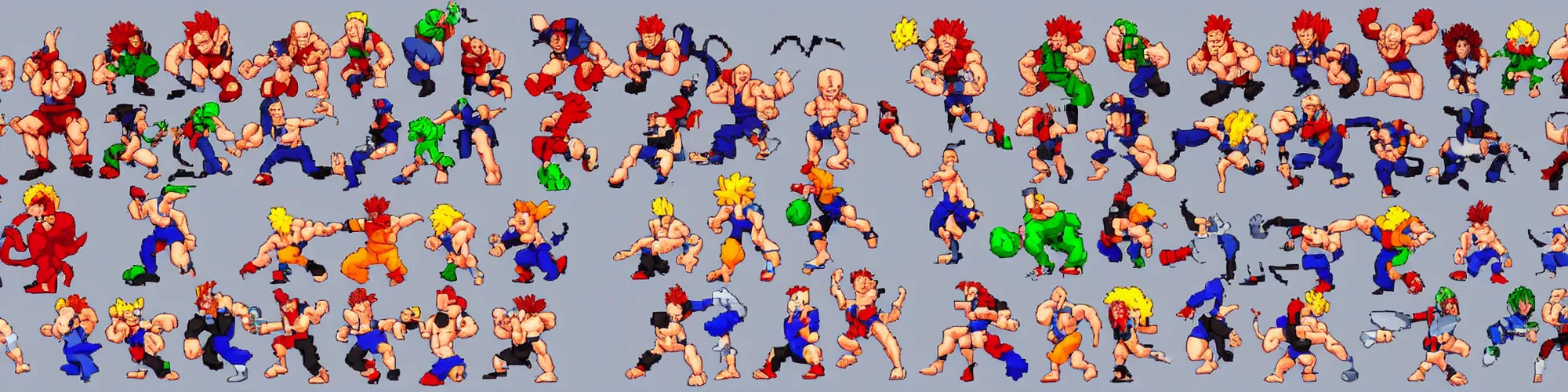 Prompt: akuma walk cycle sprites, single row, street fighter iii : third strike, professional pixel art, capcom official media