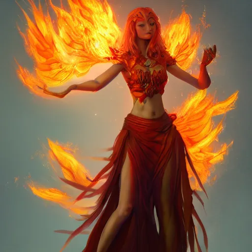 Prompt: A fantasy-like image of the Goddess of Flames, by Max Hay, trending on artstation, 8k