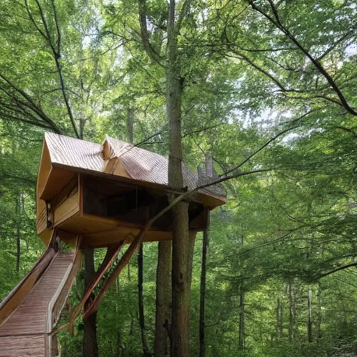 Image similar to treehouse with pool in forest