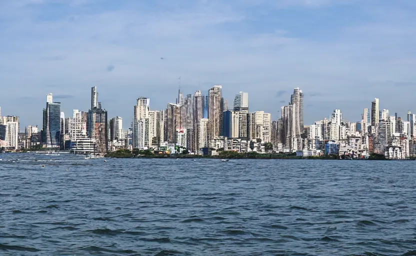 Image similar to skyline of latin american city viewed from the sea