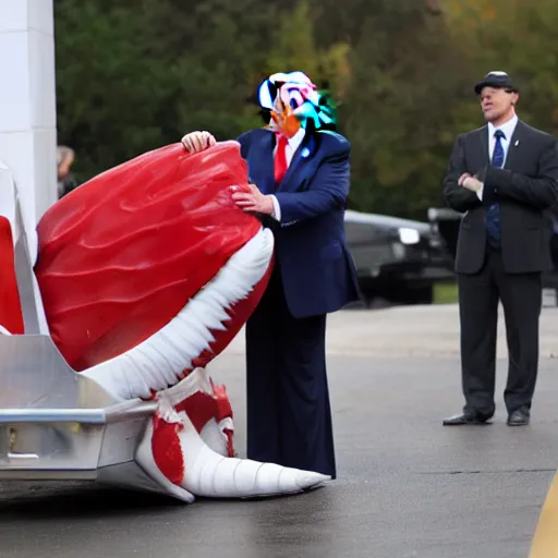 Prompt: photo of Donald Trump transforming into a slug