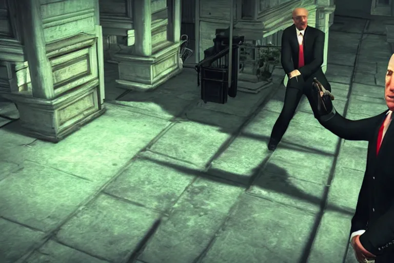 Prompt: screenshot of joe biden in hitman absolution