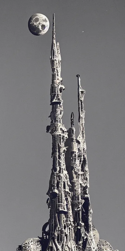 Image similar to moon rocket designed by Antoni Gaudi