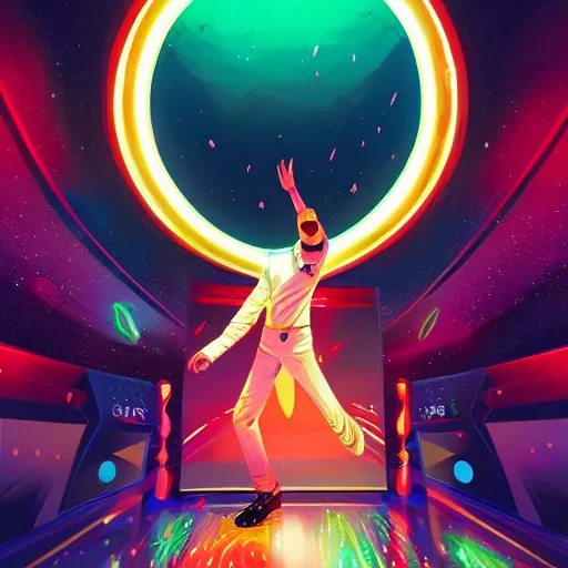 Image similar to night fever, a dj creating illegal disco music, digital painting, artstation, ristan eaton, victo ngai, artgerm, rhads, ross draws, anime styled, hd, 4 k