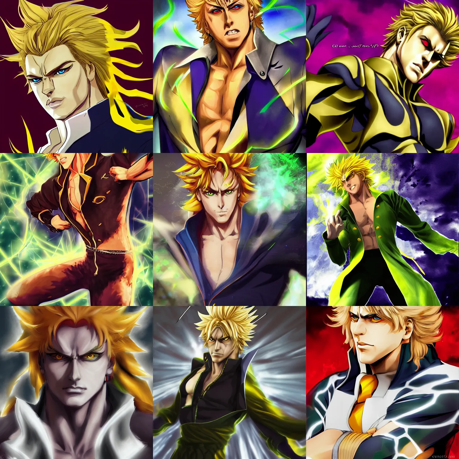 Prompt: dio brando, jjba, pixiv, artstation