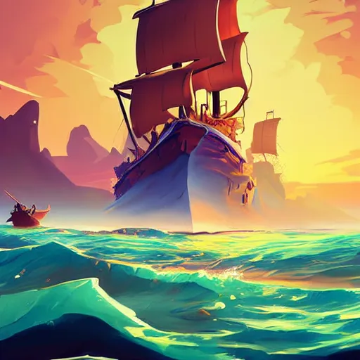 Image similar to painting treasure on sea of thieves game smooth median photoshop filter cutout vector, behance hd by jesper ejsing, by rhads, makoto shinkai and lois van baarle, ilya kuvshinov, rossdraws global illumination