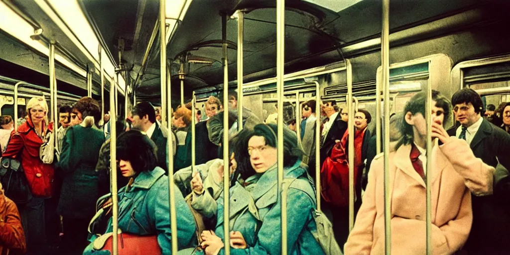 Image similar to 1 9 7 0's new york subway, coloured film photography, christopher morris photography, bruce davidson photography