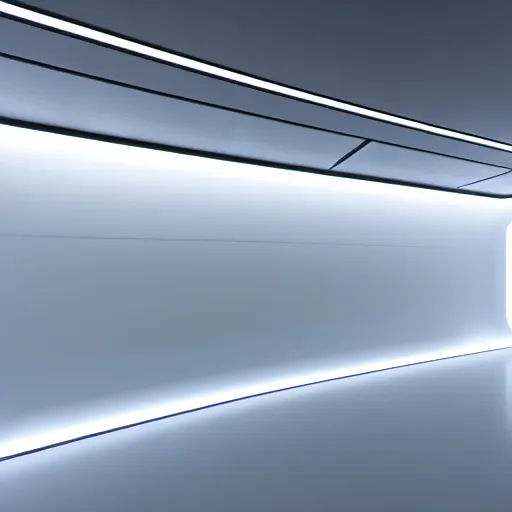 Image similar to a white room 1 2 ft long x 1 0 ft wide x 8 ft tall, geometrically perfect, clean and empty, sci fi spaceship futuristic paneling unreal engine, general studio lighting, 8 k,