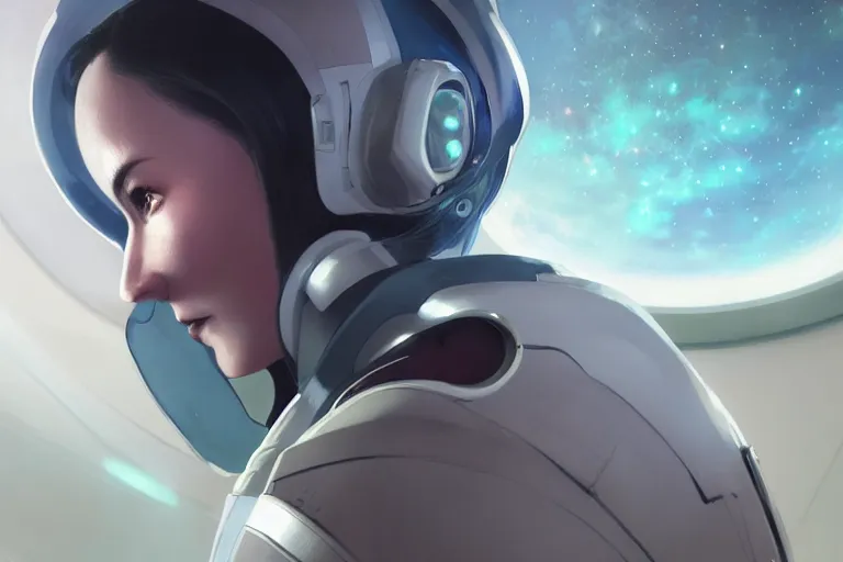Prompt: futuristic astronaut chasing a distant spaceship Anime, portrait cute-fine-face, pretty face, realistic shaded Perfect face, wide angle, fine details, cinematic. galaxy starscape. realistic shaded lighting by Ilya Kuvshinov Giuseppe Dangelico Pino and Michael Garmash and Rob Rey greg rutkowski, octane render, IAMAG premiere, aaaa achievement collection, elegant freckles, cinematic hologram, fabulous, daily deviation, annual award winner