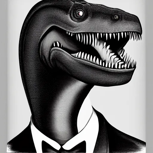 Image similar to old vintagge, t - rex, formal portrait