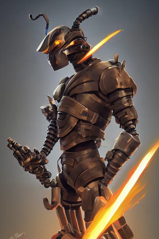 Image similar to epic mask helmet robot ninja portrait stylized as fornite style game design fanart by concept artist gervasio canda, behance hd by jesper ejsing, by rhads, makoto shinkai and lois van baarle, ilya kuvshinov, rossdraws global illumination radiating a glowing aura global illumination ray tracing hdr render in unreal engine 5