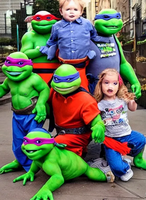 Image similar to toddler mutant ninja turtles