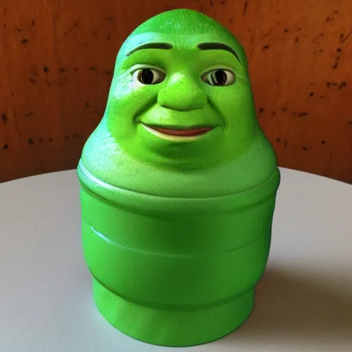 Prompt: photo of russian nesting doll that looks like shrek