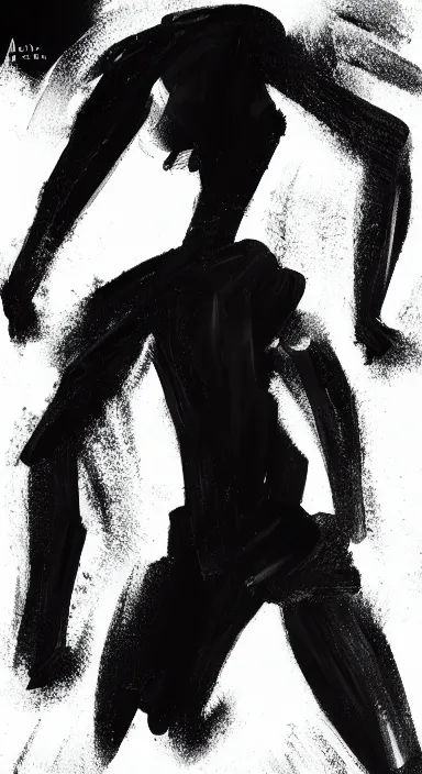 Prompt: black background abstract, a thin, athletic physique man's body made of abstract, thick flowing dramatic bright brush strokes, no face, strong wind, matte colors, impressionist, extreme motion, trending on artstation