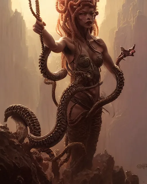 Image similar to fierce medusa, fantasy character portrait, ultra realistic, concept art, intricate details, highly detailed by greg rutkowski, gaston bussiere, craig mullins, simon bisley