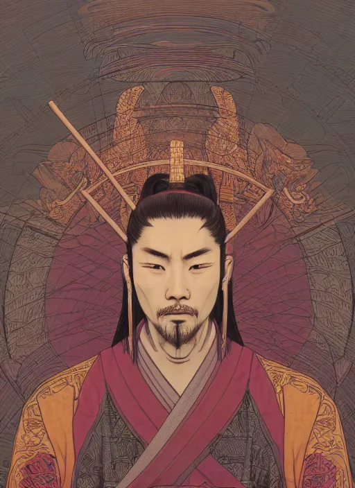 Prompt: intricately detailed, samurai meditating by a serene reflection pool, feudal japan, intense, vivid complementary colors, beautiful linework, octane render, professional concept art by rutkowski, mohrbacher, jonathan hickman, ghibli, alphonse mucha, ross tran, rutkowski, grenier, octane render, marvel, dc, dnd, cinematic, golden ratio