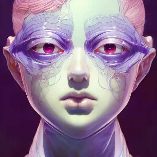 Image similar to prompt : violet portrait soft light painted by james jean and katsuhiro otomo and erik jones, inspired by evangeleon anime, smooth face feature, intricate oil painting, high detail illustration, sharp high detail, manga and anime 1 9 9 9