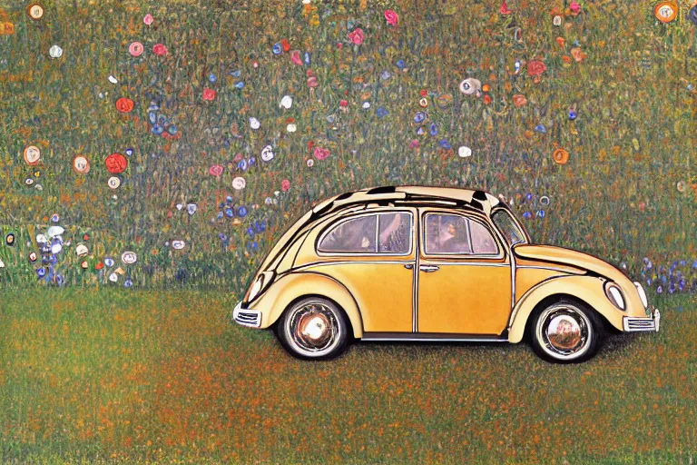 Image similar to gustav klimt vw beetle