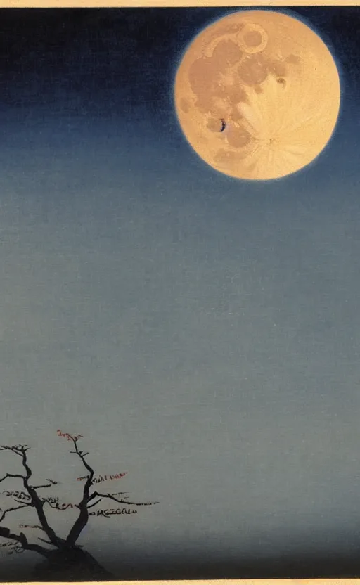 Image similar to painting of the moon by kitano tsunetomi, 1 9 3 9