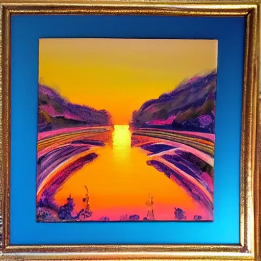 Prompt: iridescent painting of sunset RIo de Janiero