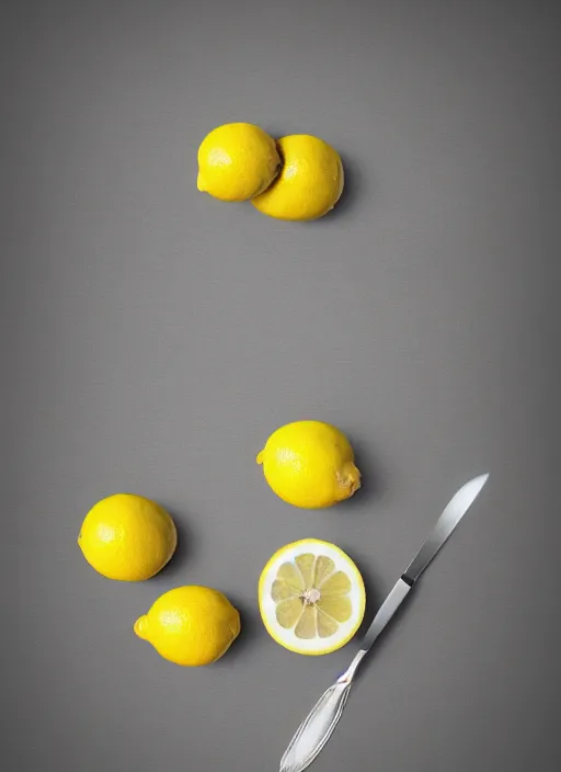 Image similar to when life give you only lemons, just sell them, lol, just do it, photorealistic, canon r 3, high fashion photography, elegant, luxury and elite, symmetry, octane render, unreal engine, solid dark grey background, dramatic lights