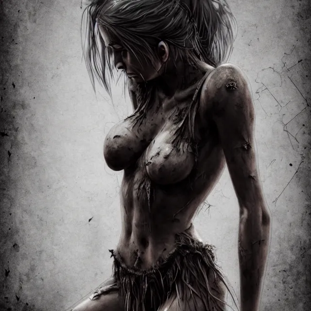 Image similar to full body pose, beautiful adult native fairy, dirty, grungy, grunge, highly detailed, 4 k, hdr, smooth, sharp focus, high resolution, award - winning photo, artgerm, photorealistic