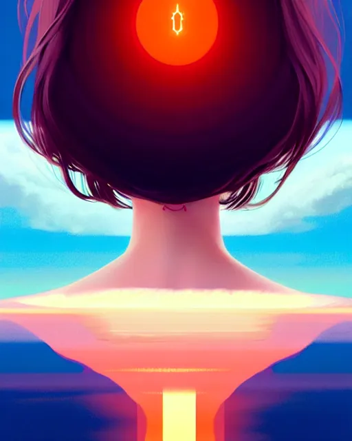 Prompt: beautiful girl floating in the middle of the sky, symmetrical face and body, symmetrical composition, dynamic wavey hair, detailed designs, digital painting, 4 k, by ilya kuvshinov, by greg rutkowski, atmospheric lighting
