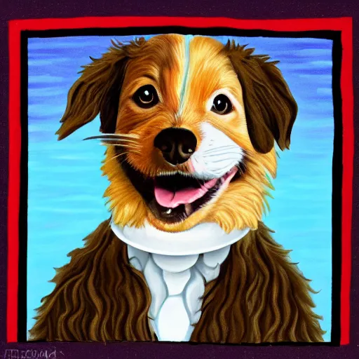 Image similar to weird al is an infinite puppy, painting