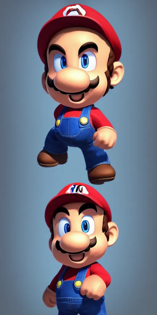 Prompt: a photorealistic render of the a nintendo character, triple a game, character design, hyper realistic, plain black background, 8 k, volumetric light, octane render