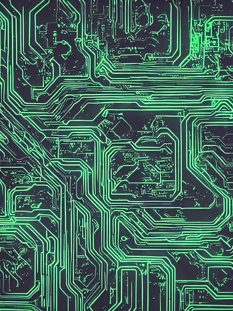 Image similar to neon lit printed circuit board by disney concept artists, blunt borders, rule of thirds