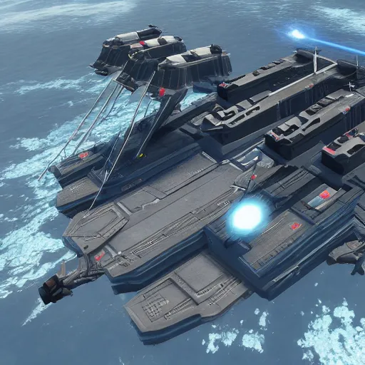 Prompt: high tech battleship from dual universe, game screenshot