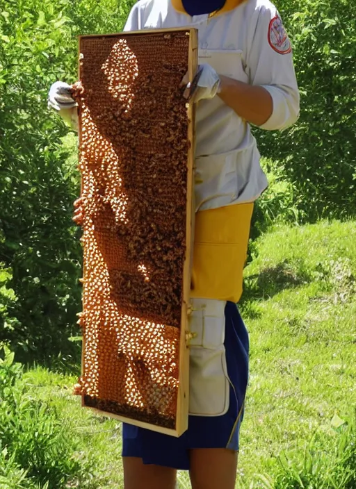 Prompt: beautiful woman beekeeper